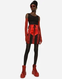 Corset-style miniskirt with laces and eyelets