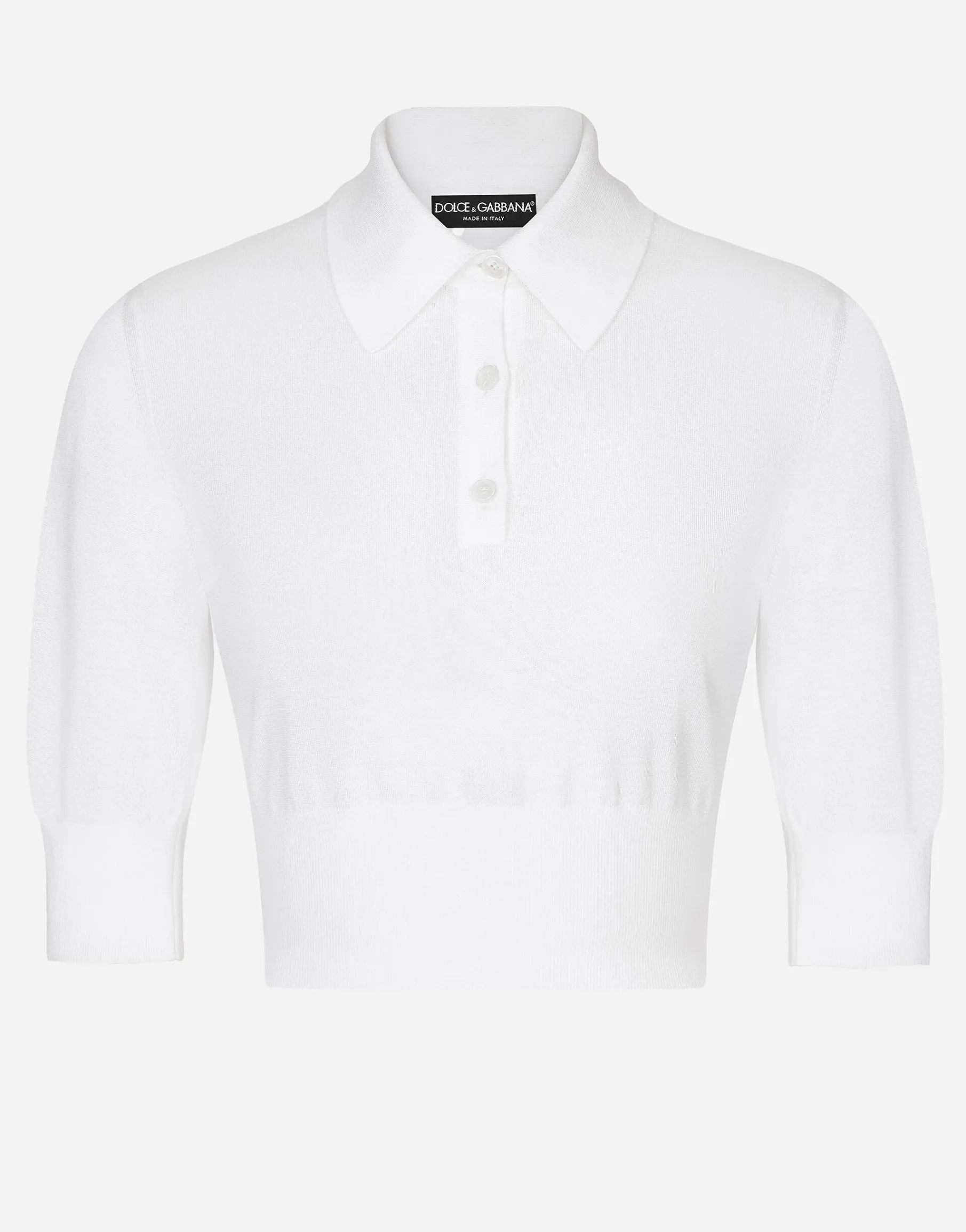 Cotton and silk cropped polo-shirt