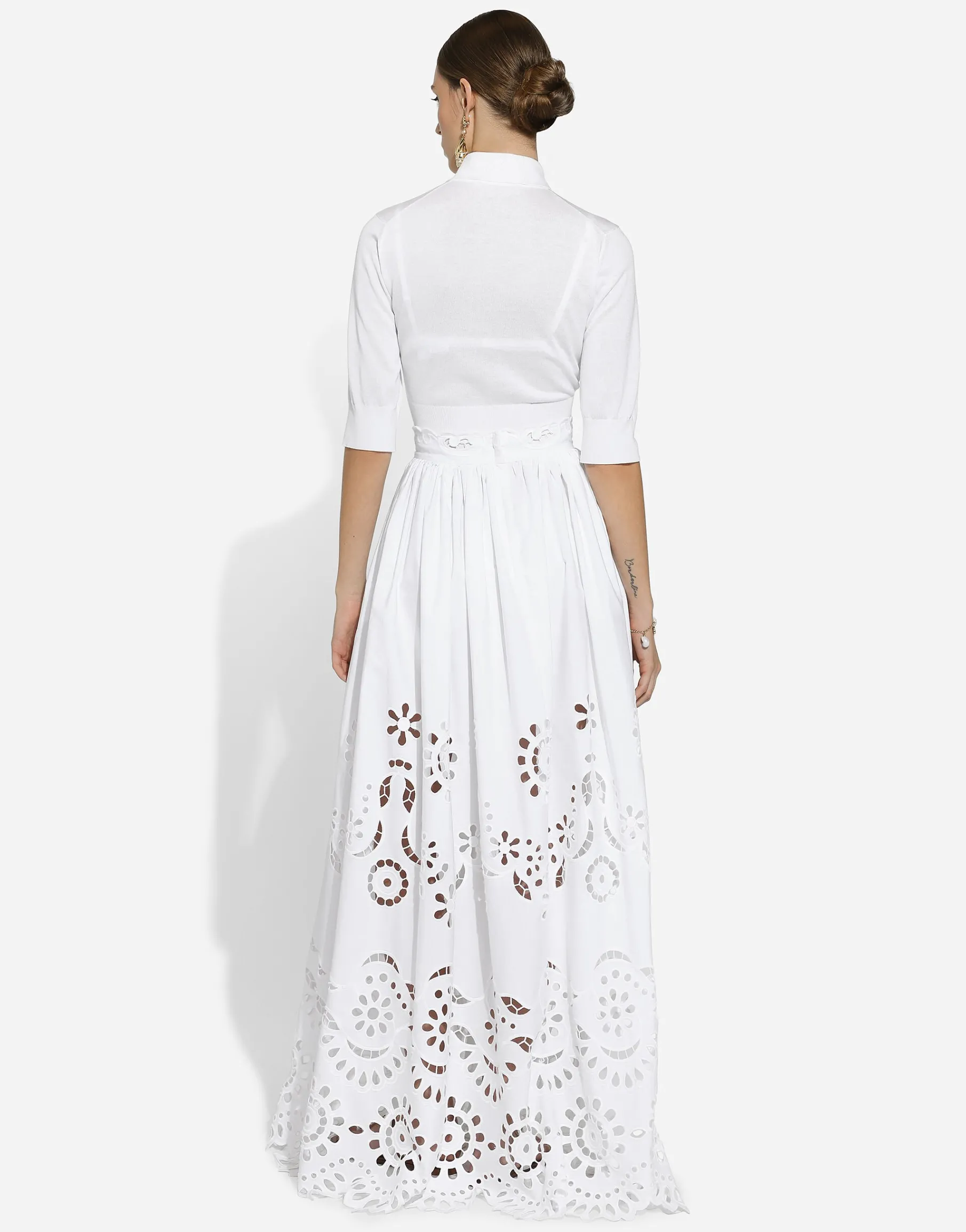 Cotton and silk cropped polo-shirt