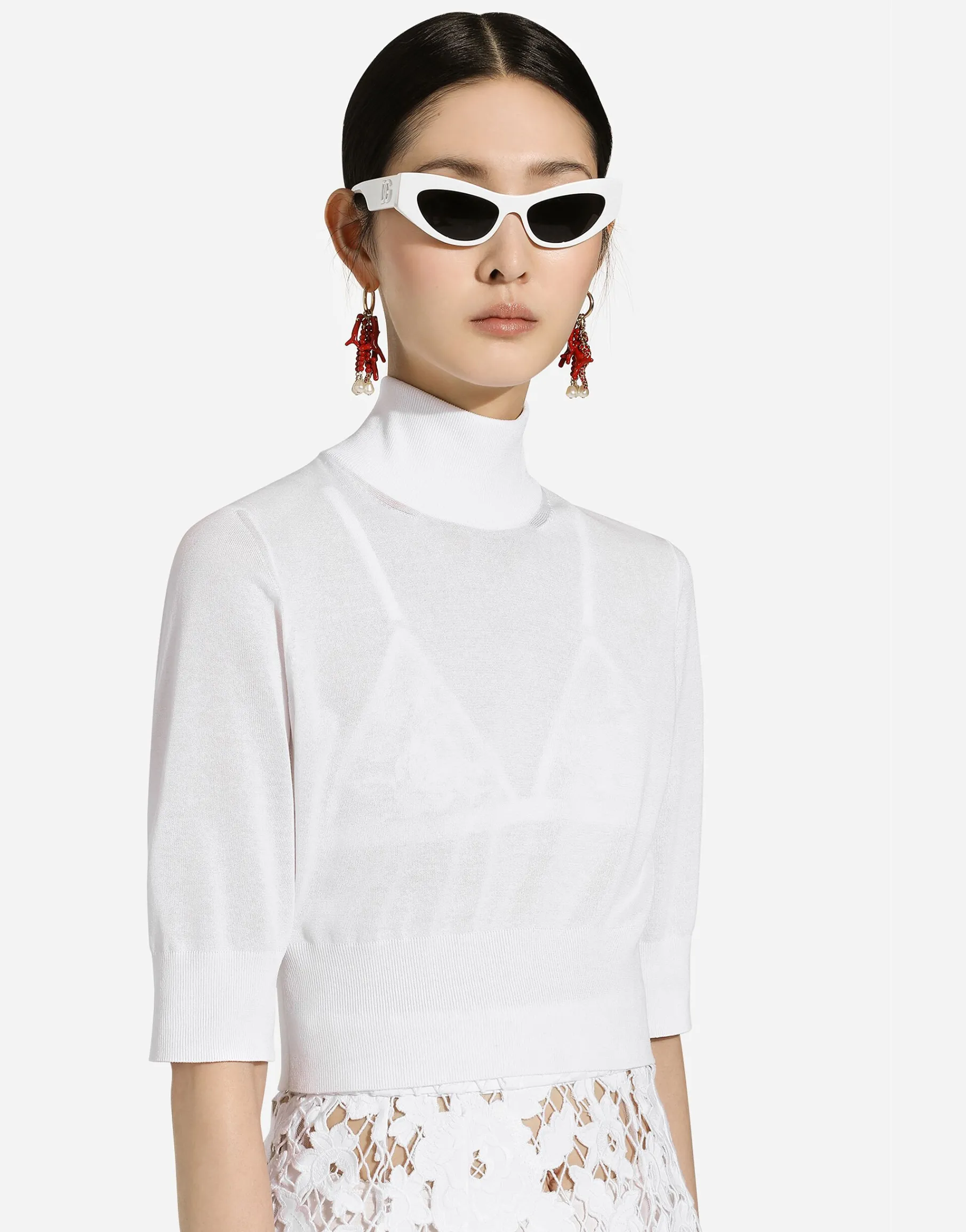 Cotton and silk cropped sweater