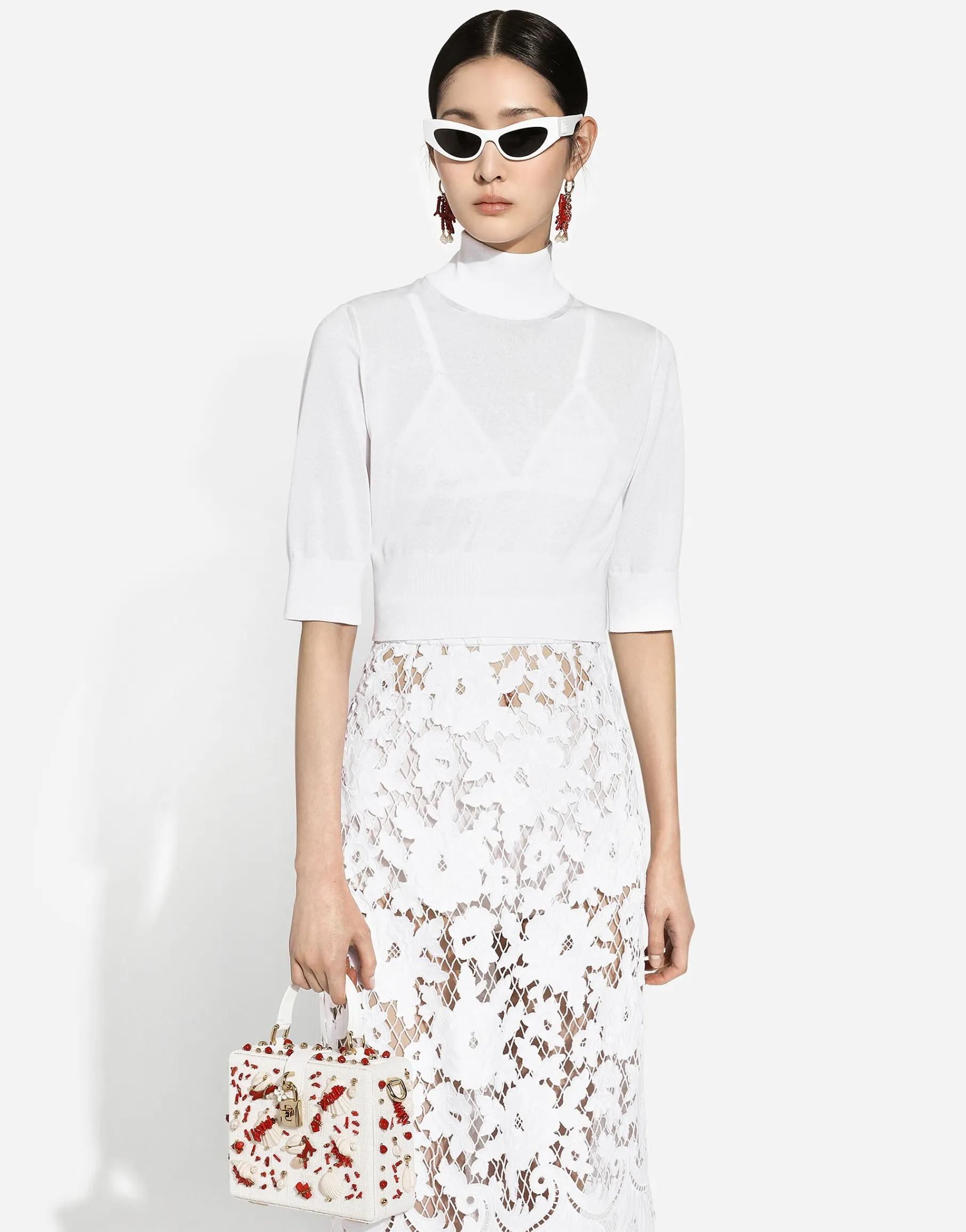 Cotton and silk cropped sweater