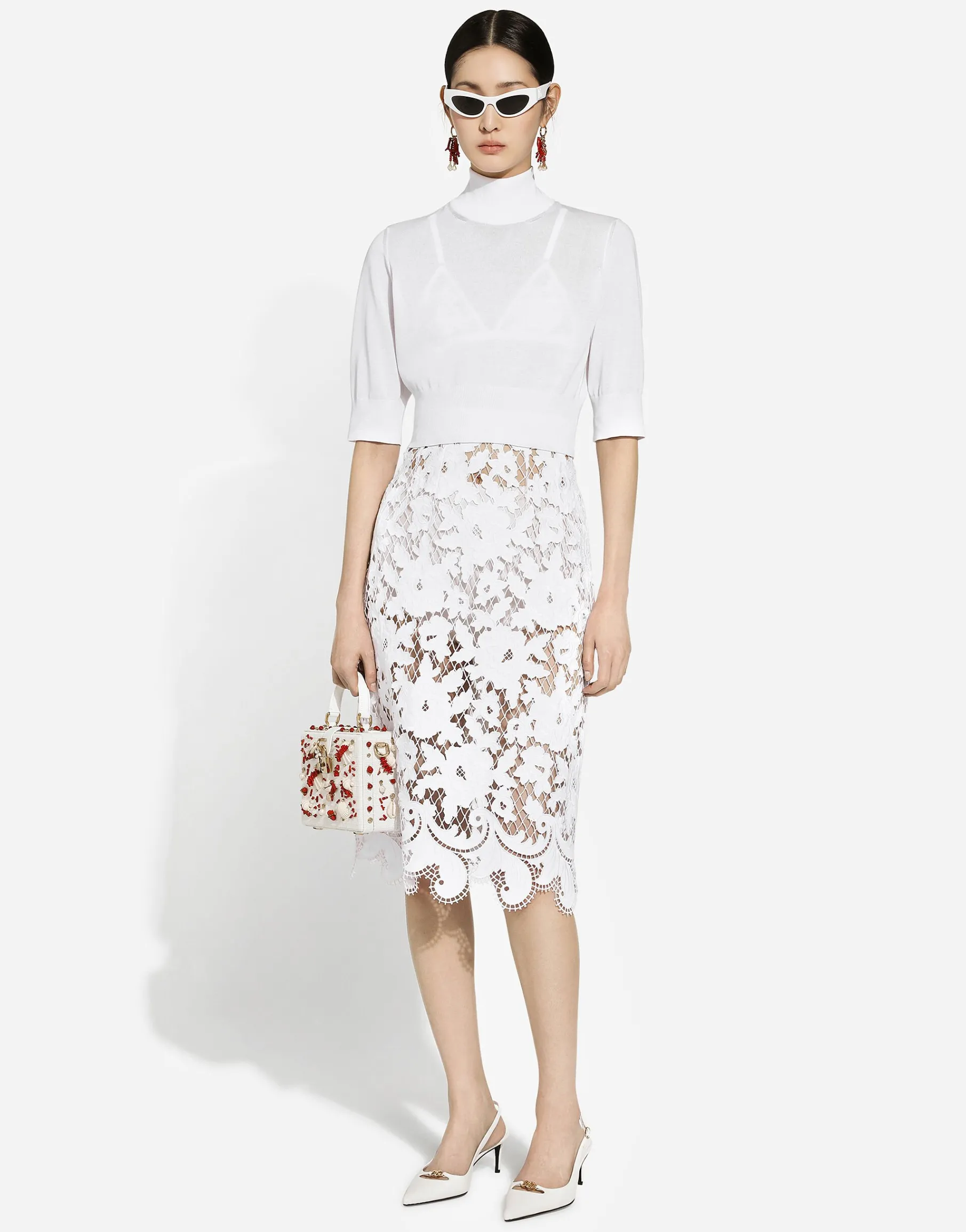 Cotton and silk cropped sweater