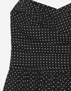 Cotton bustier minidress with polka-dot print
