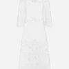 Cotton calf-length dress with cut-out detailing