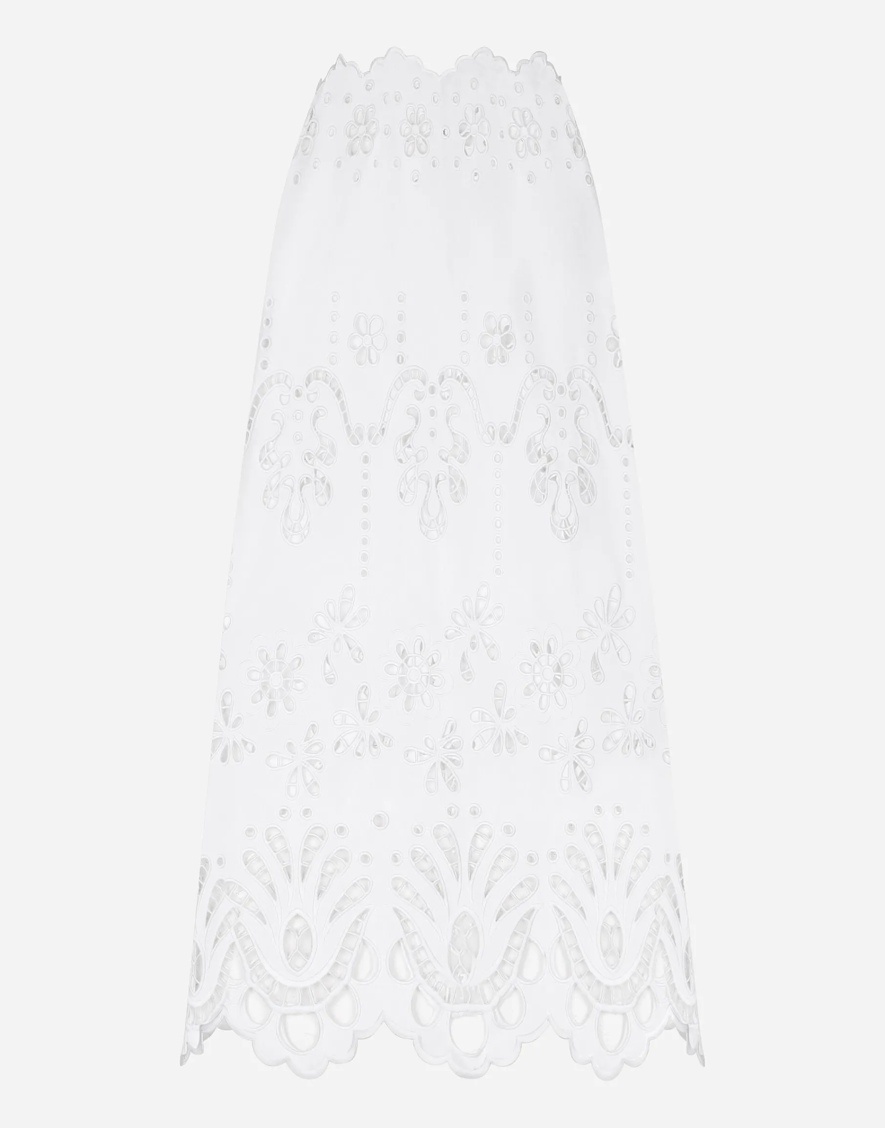 Cotton calf-length skirt with cut-out detailing