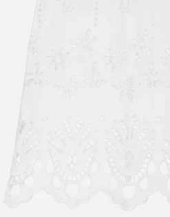 Cotton calf-length skirt with cut-out detailing