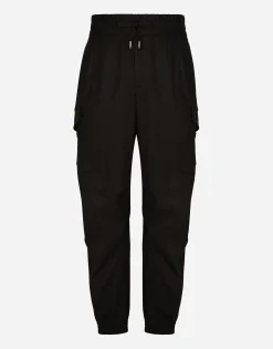 Cotton cargo pants with branded tag