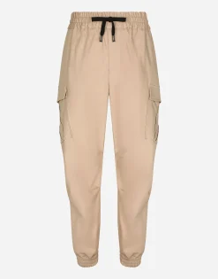 Cotton cargo pants with branded tag