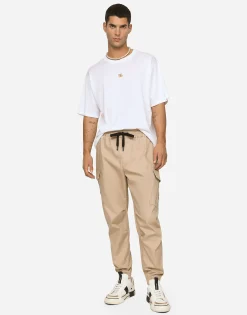 Cotton cargo pants with branded tag