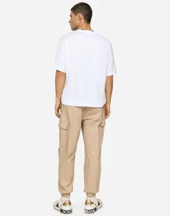 Cotton cargo pants with branded tag