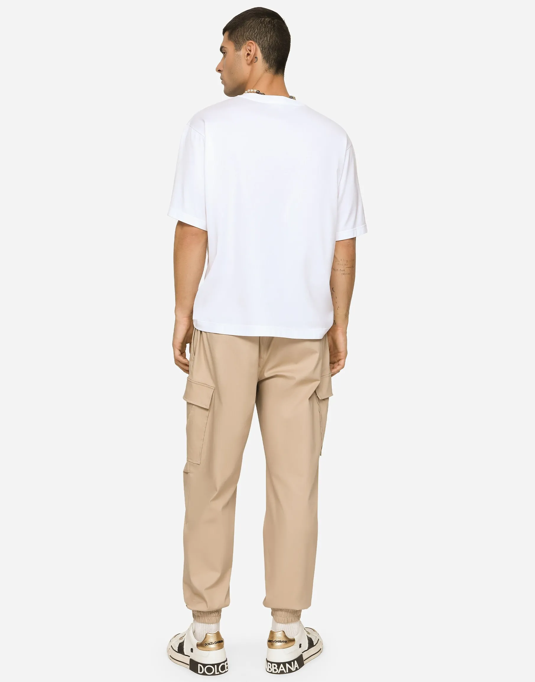 Cotton cargo pants with branded tag