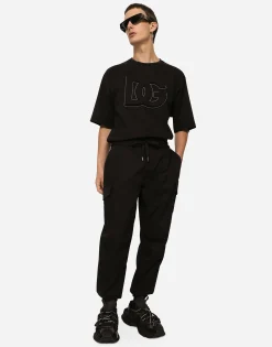 Cotton cargo pants with branded tag