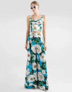 Cotton corset top with gardenia print