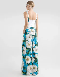 Cotton corset top with gardenia print