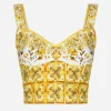 Cotton corset top with majolica print