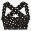 Cotton corset top with polka-dot print