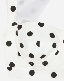 Cotton corset top with polka-dot print