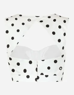 Cotton corset top with polka-dot print