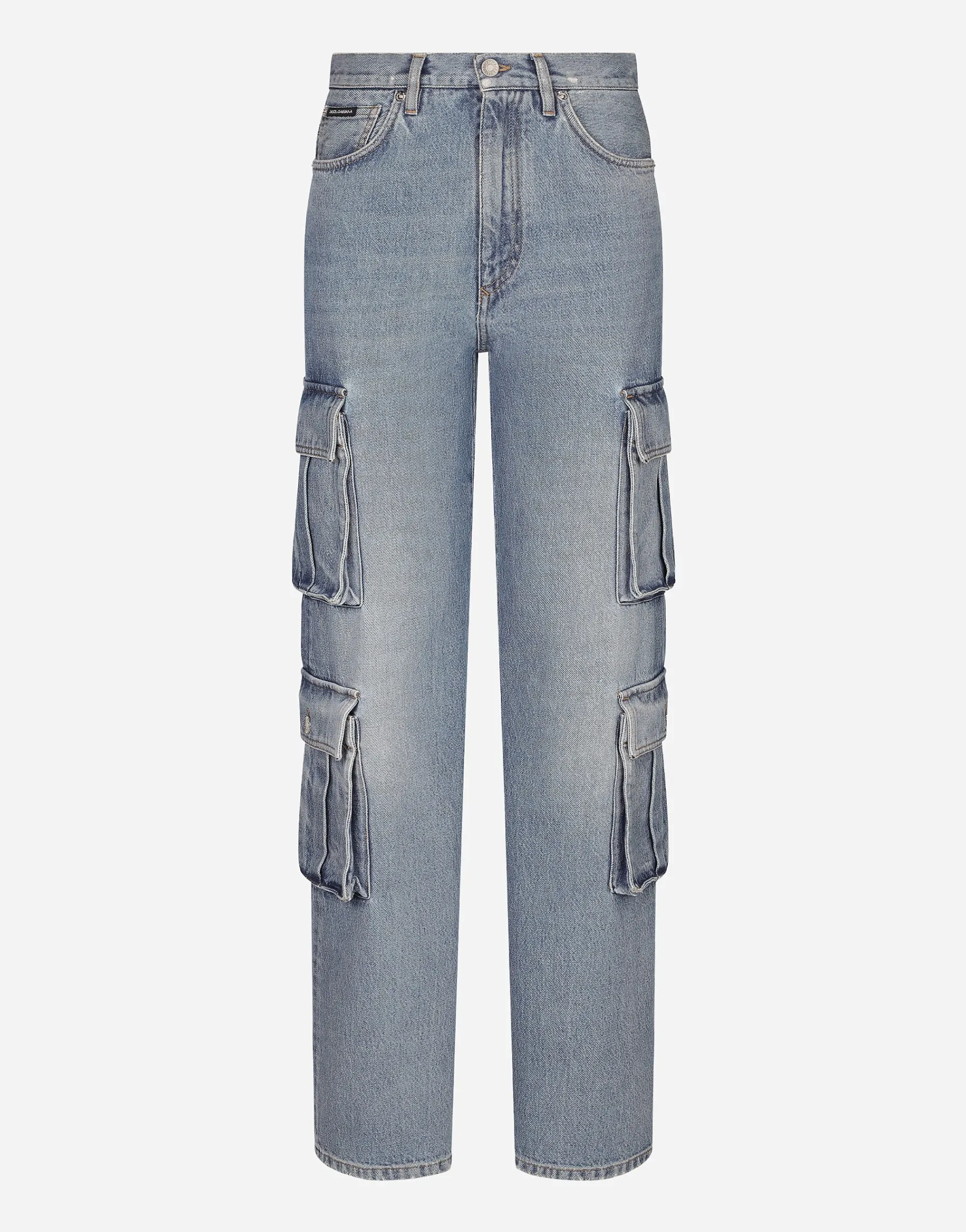 Cotton denim cargo jeans