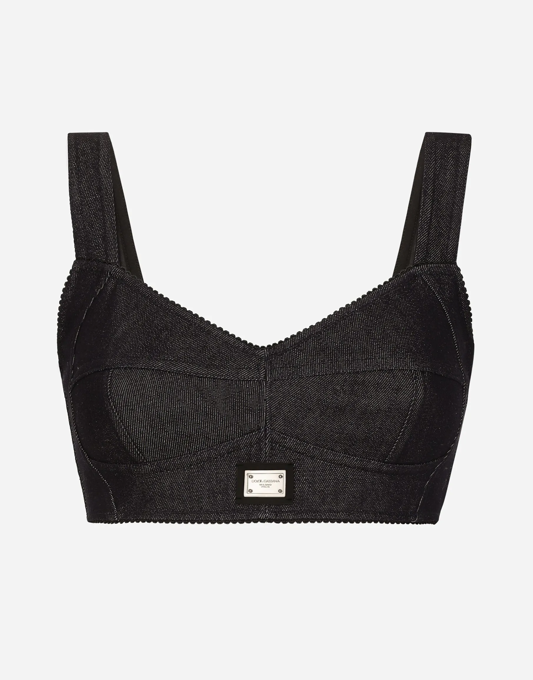 Cotton denim corset bralette top