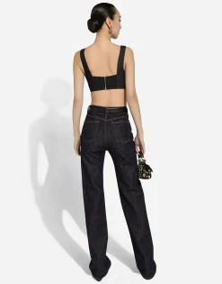 Cotton denim corset bralette top