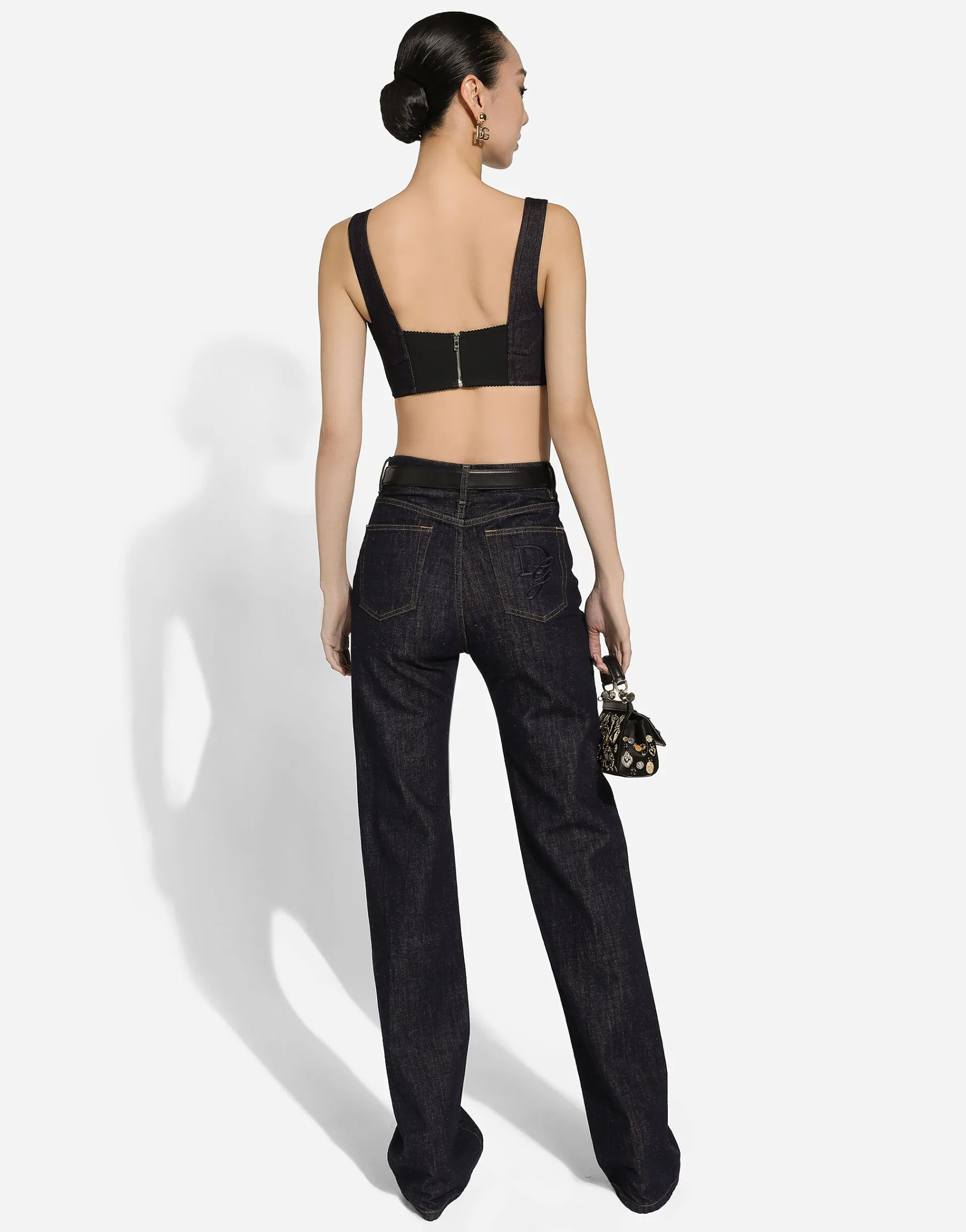 Cotton denim corset bralette top