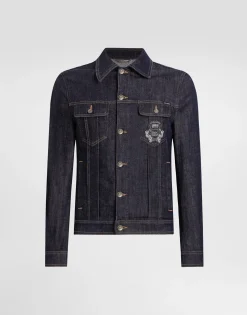 Cotton denim jacket with patch