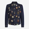 Cotton denim jacket with bejeweled detailing
