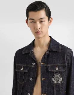Cotton denim jacket with patch