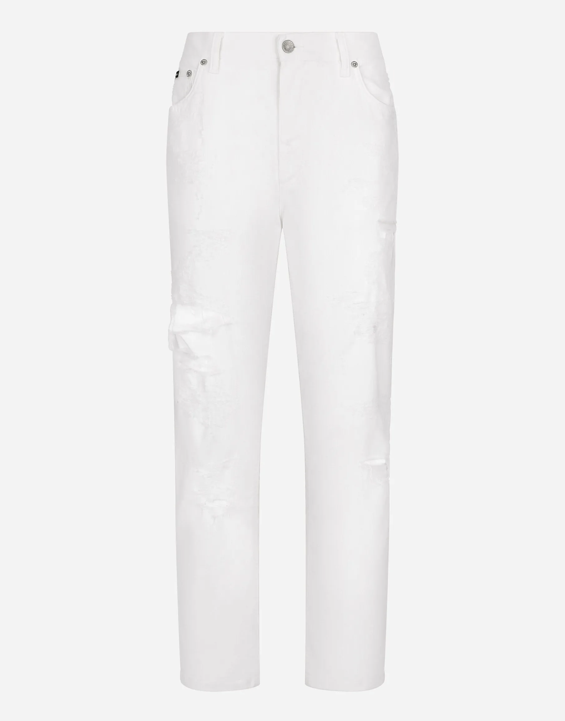 Cotton denim jeans with rips