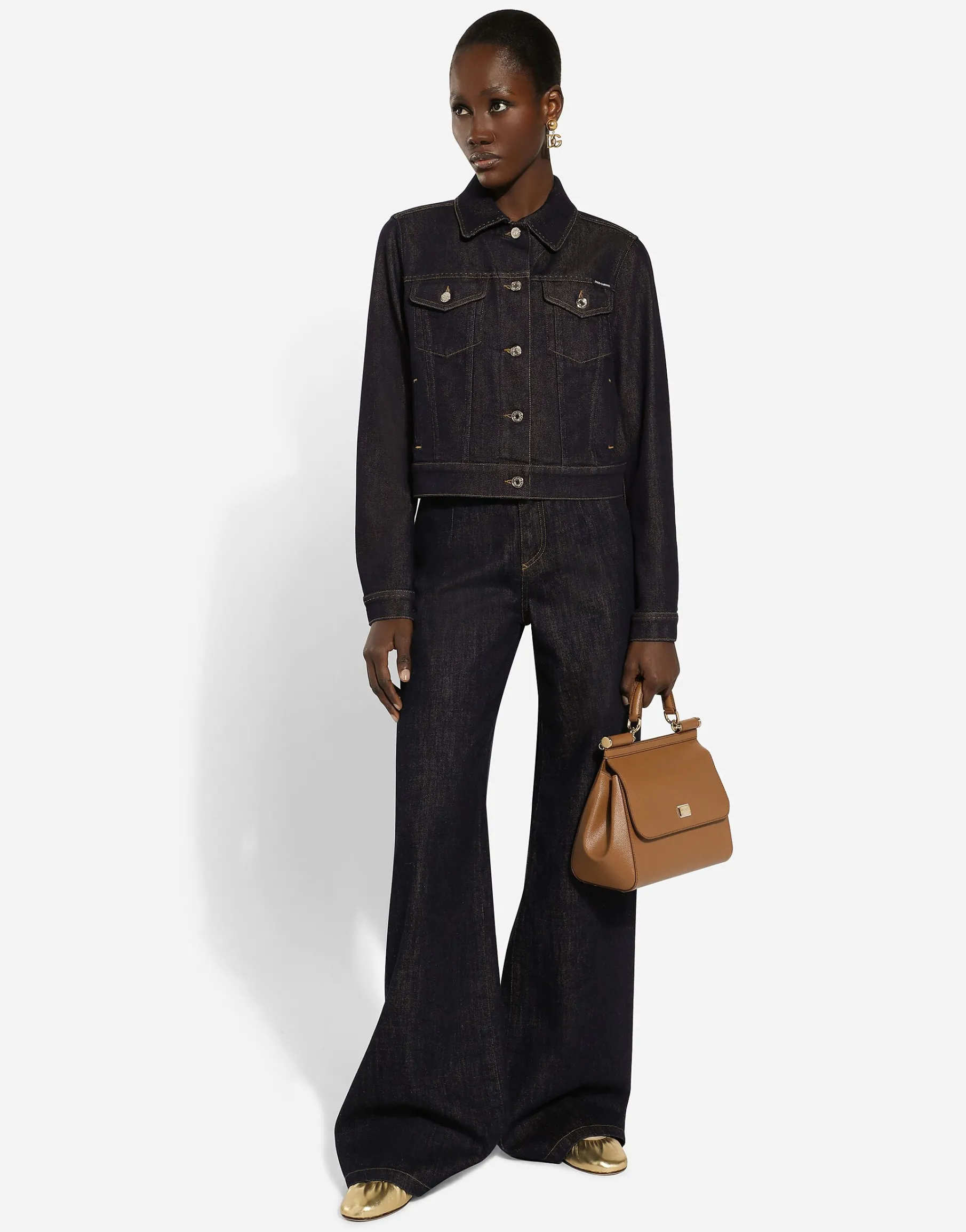 Cotton denim palazzo jeans