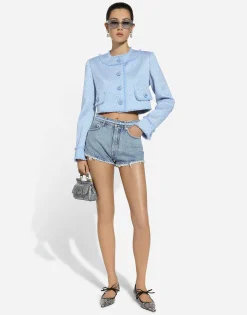 Cotton denim shorts