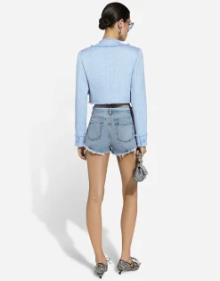 Cotton denim shorts