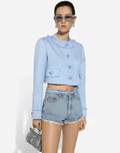 Cotton denim shorts