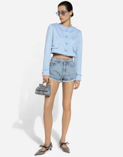 Cotton denim shorts