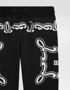 Cotton fleece jogging pants with bandanna print