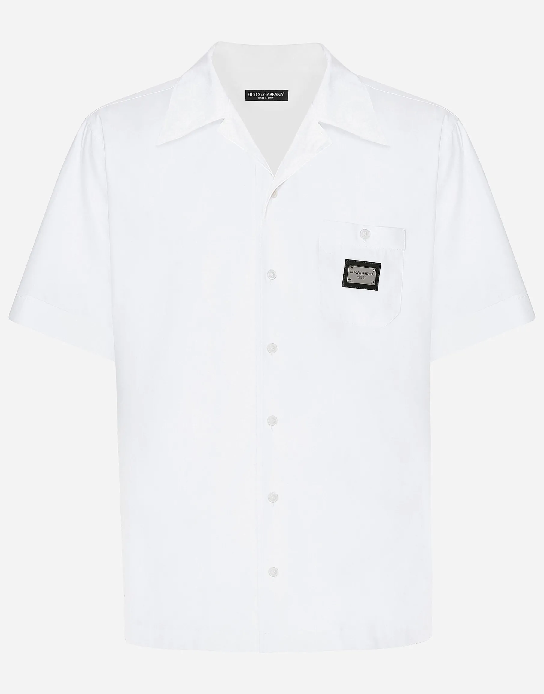 Cotton Hawaiian shirt with branded tag