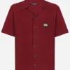 Cotton Hawaiian shirt with branded tag