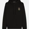 Cotton jersey hoodie with embroidery