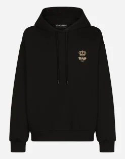 Cotton jersey hoodie with embroidery