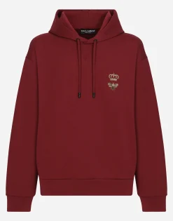 Cotton jersey hoodie with embroidery