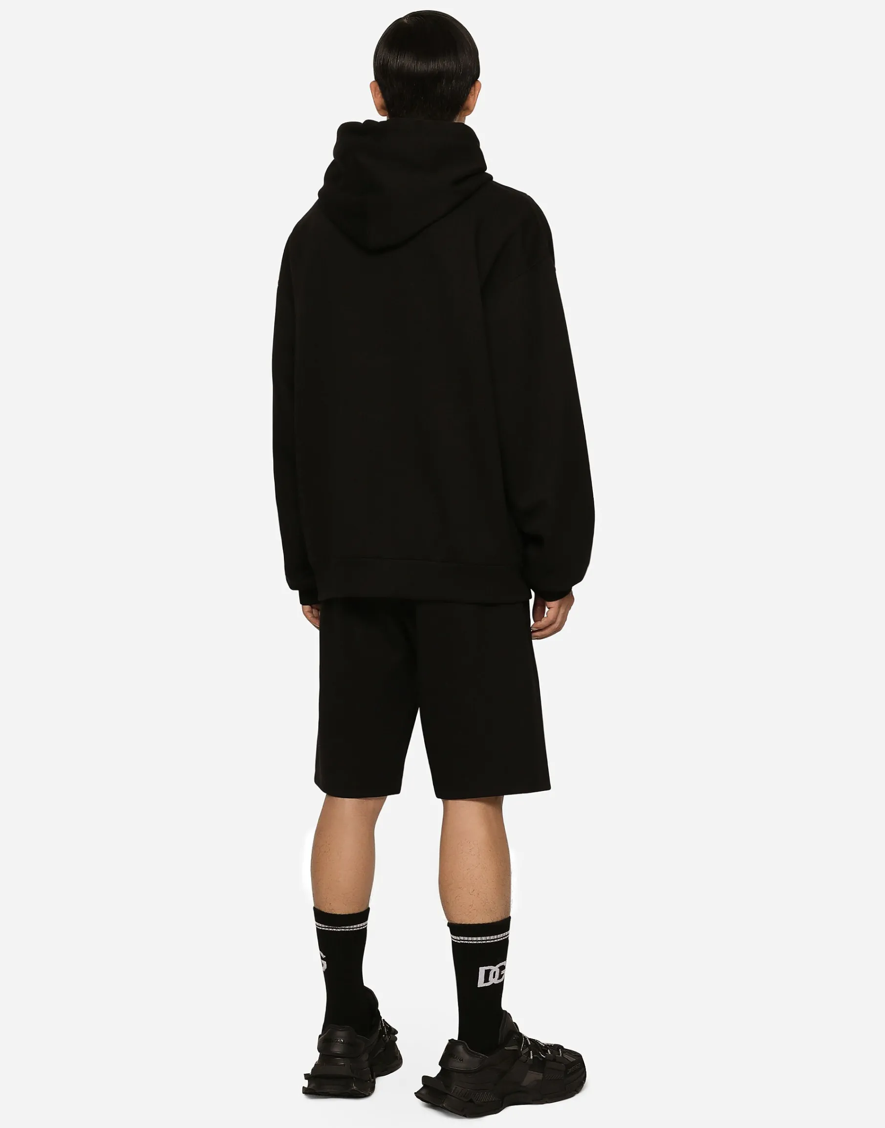 Cotton jersey hoodie with embroidery