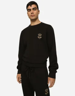 Cotton jersey sweatshirt with embroidery