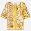 Cotton jersey T-shirt with majolica print