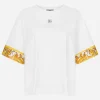 Cotton jersey T-shirt with majolica-print silk twill details