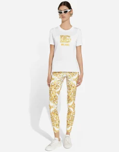 Cotton jersey T-shirt with majolica-print DG logo patch
