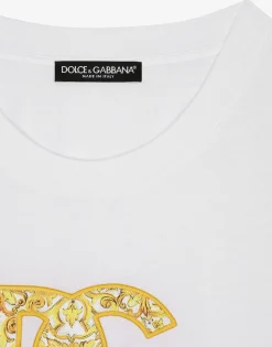 Cotton jersey T-shirt with majolica-print DG logo patch