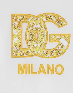 Cotton jersey T-shirt with majolica-print DG logo patch