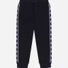 Cotton jogging pants with branded side bands