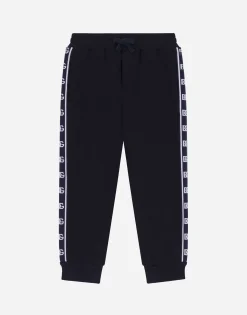 Cotton jogging pants with branded side bands